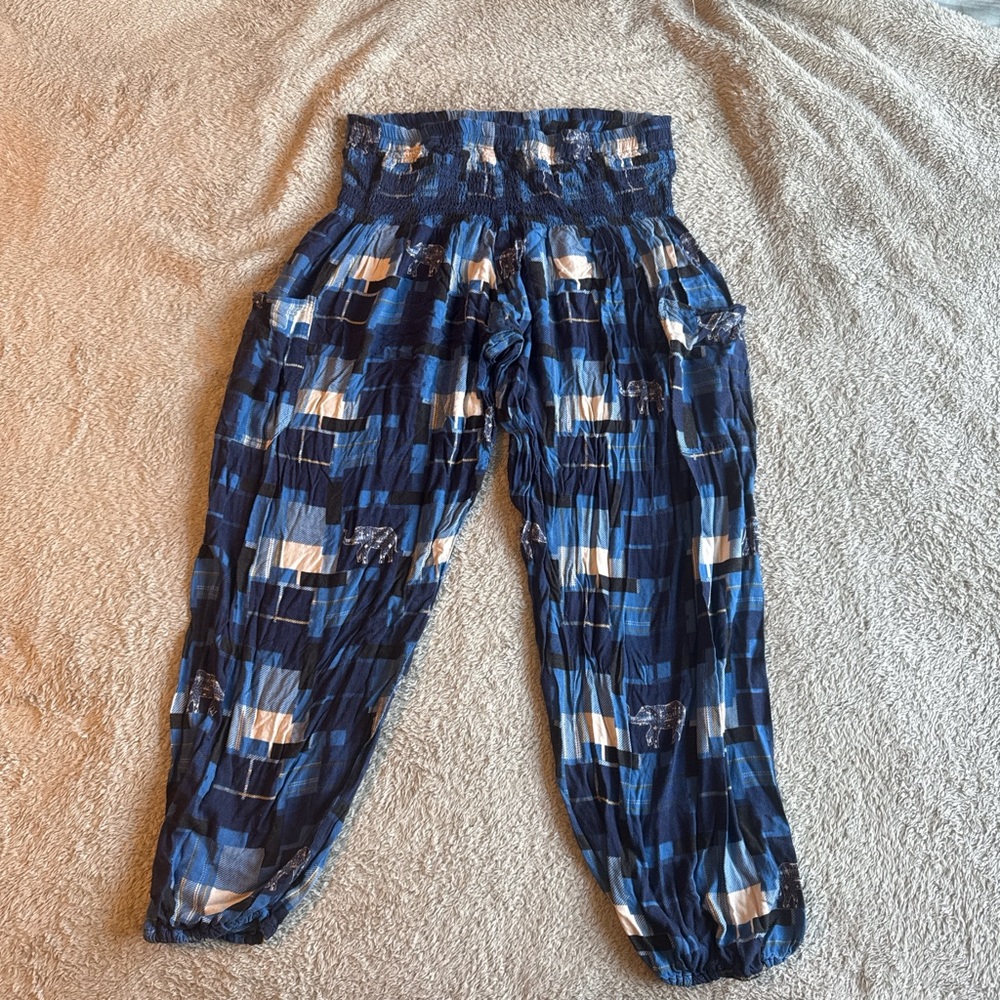 Vibrant Blue Checkered Women’s Harem Lounge Pants